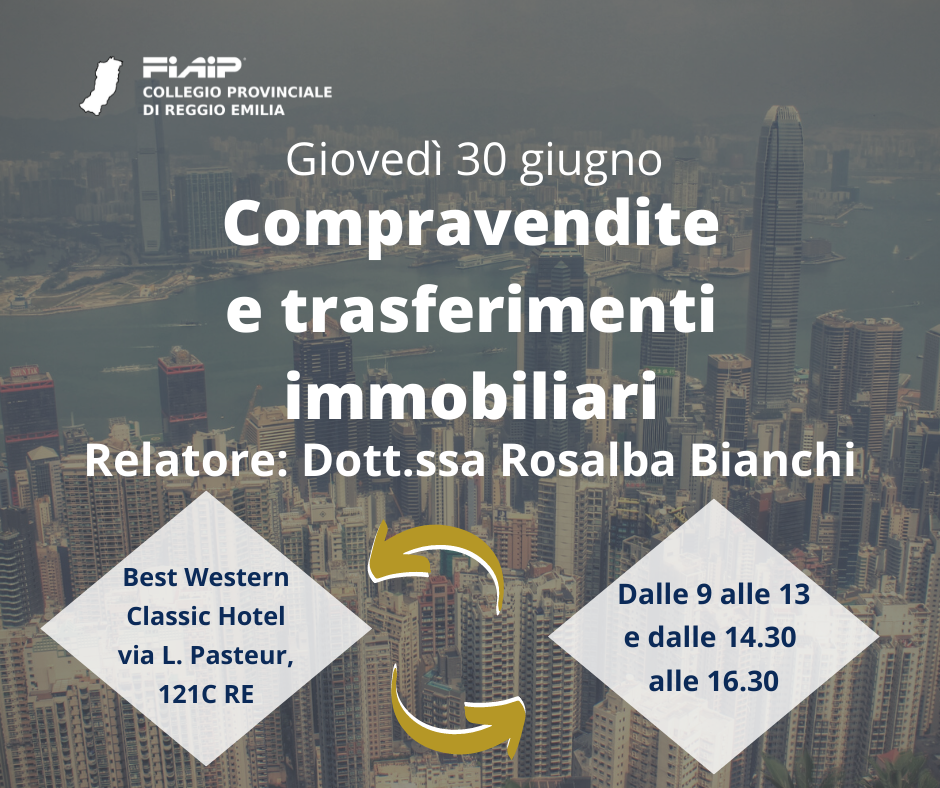 Scopri di più sull'articolo REGGIO EMILIA – 30/06/2022 | Compravendite e trasferimenti immobiliari