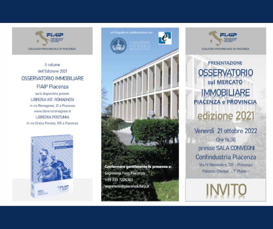 Al momento stai visualizzando PIACENZA – 21/10/2022 | Presentazione Osservatorio Immobiliare