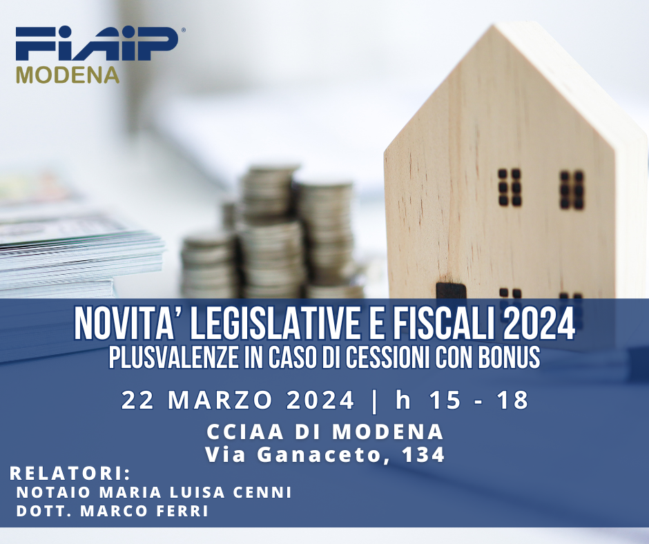 Scopri di più sull'articolo MODENA – 22/03/2024 | Novità Legislative e Fiscali