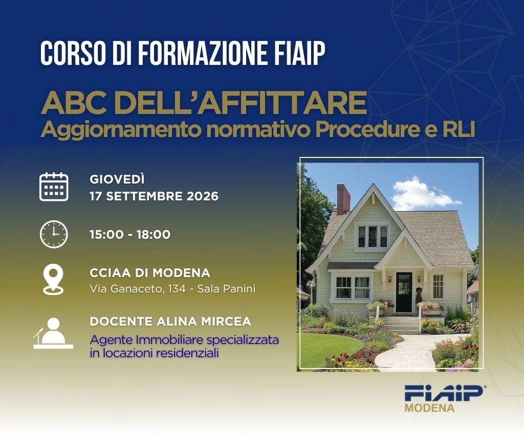 Al momento stai visualizzando MODENA – 17/09/2026 | ABC dell’affittare: procedure e RLI